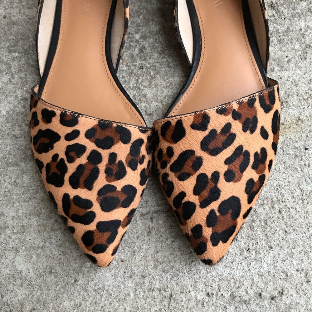J. Crew Factory Calf Hair Leopard D’Orsay Flats - Picture 2 of 6